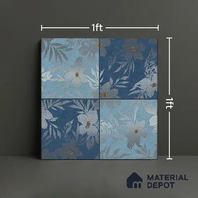 Floral Wall Tile TL 07250 C Plana 8010 GLM (Silver) 1 ft x 1 ft Ceramic Matte Finish - 9 mm  | 2 mm Spacer is Mandatory | Please Expect a Slight Variation of Pattern (Sample)